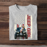 Personalized Upload Photo Jeep Girl Flag Colorful T-shirt Printed QTTB1606
