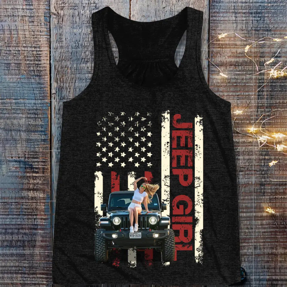 Personalized Upload Photo Jeep Girl Flag Colorful T-shirt Printed QTTB1606