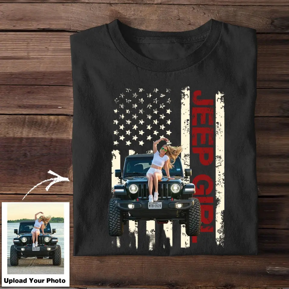 Personalized Upload Photo Jeep Girl Flag Colorful T-shirt Printed QTTB1606
