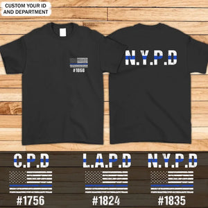 Personalized Thin Blue Line Law Enforcement Sheepdog Custom Your ID And Department Tshirt 2D Printed