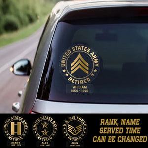 Personalized US Veterans Soldier Retired Car Decal Printed QTPN202360