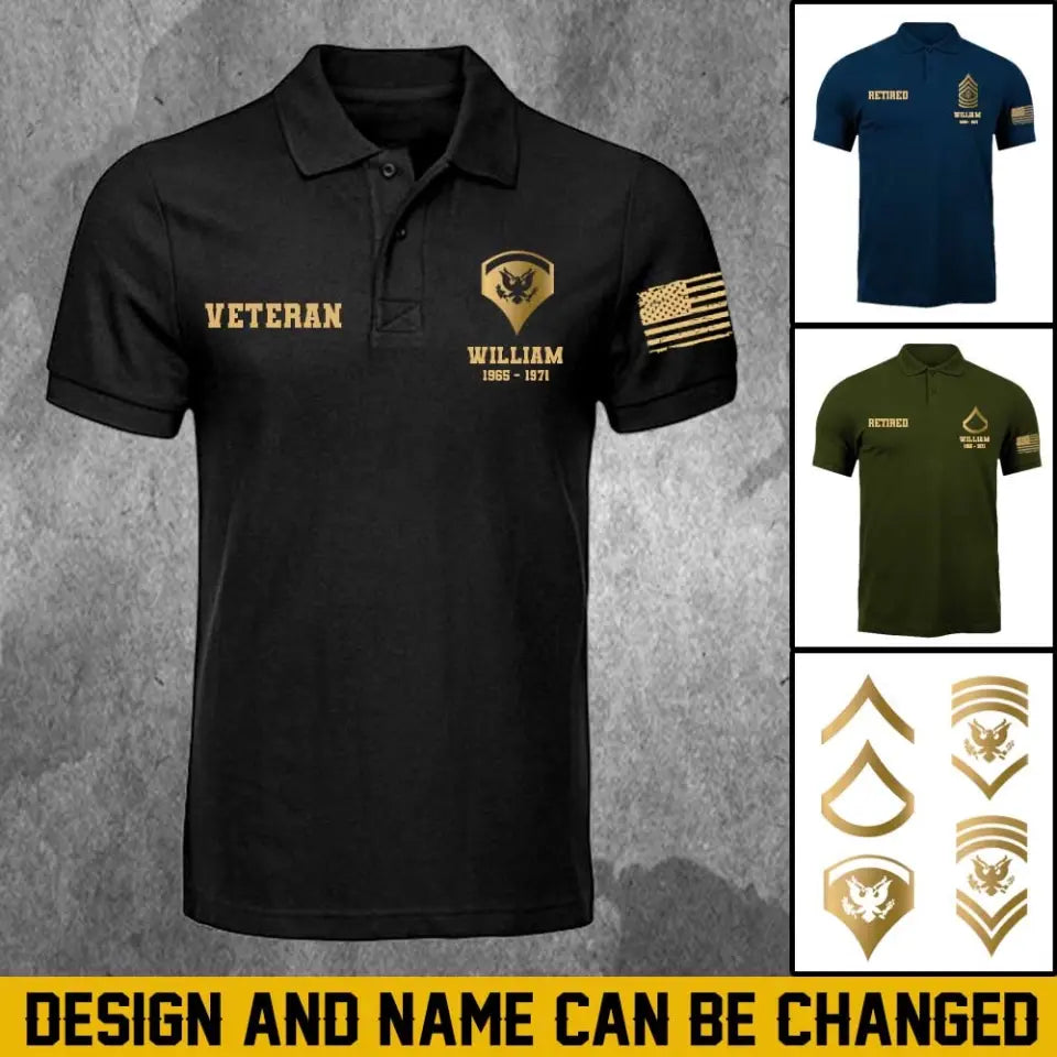 Personalized US Soldier Retired Veteran Polo Printed QTHN2023120