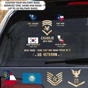 Personalized US Military Base Been There Done That And Damn Proud Of It Car Decal Printed QTPD2023167
