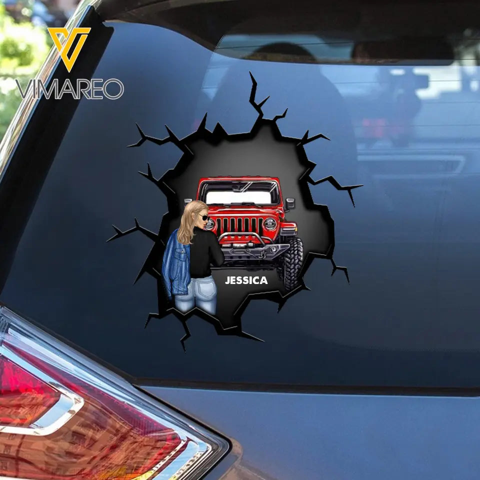 Personalized Jeep Girl with Name Decal Printed MTPTN2023165