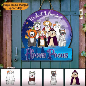 Personalized Dog Halloween It's Just A Bunch Of Hocus Pocus Wood Sign Printed HTHDNL23319