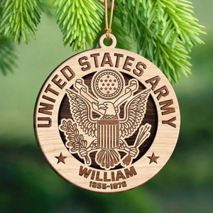 Personalized United States Military Wooden Ornament 2 Layer Printed QTPN650