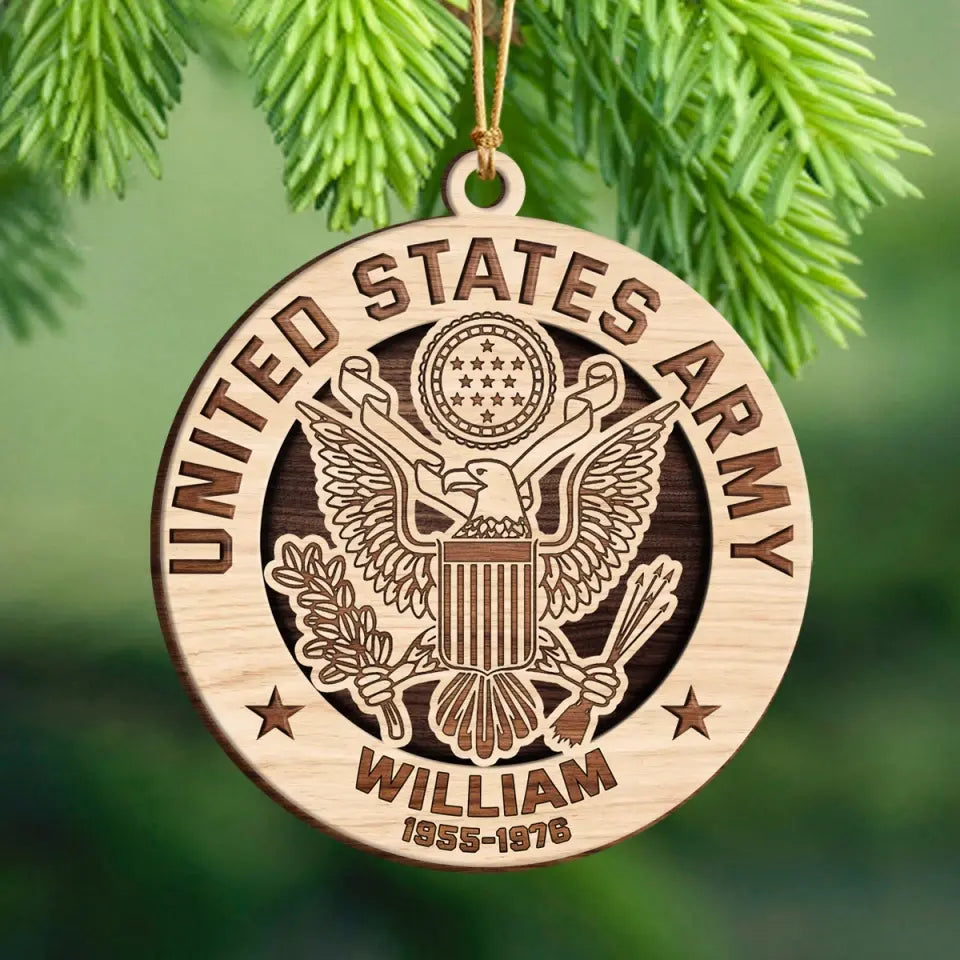 Personalized United States Military Wooden Ornament 2 Layer Printed QTPN650