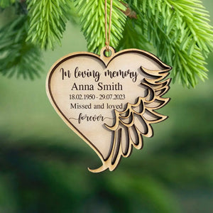 Personalized In Loving Memory Missed And Loved Forever Wings Wooden Ornament 2 Layer Printed VQ23717