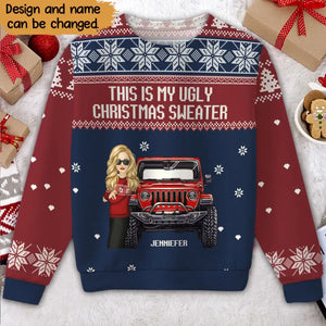 Personalized This Is My Ugly Christmas Sweater Jeep Girl Ugly Sweater Printed VQ23720