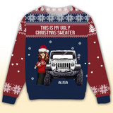Personalized This Is My Ugly Christmas Sweater Jeep Girl Ugly Sweater Printed VQ23720