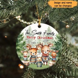 Personalized The Smith Family Merry Christmas Deer Family Custom Name Ceramic Ornament Printed HTHHN23721