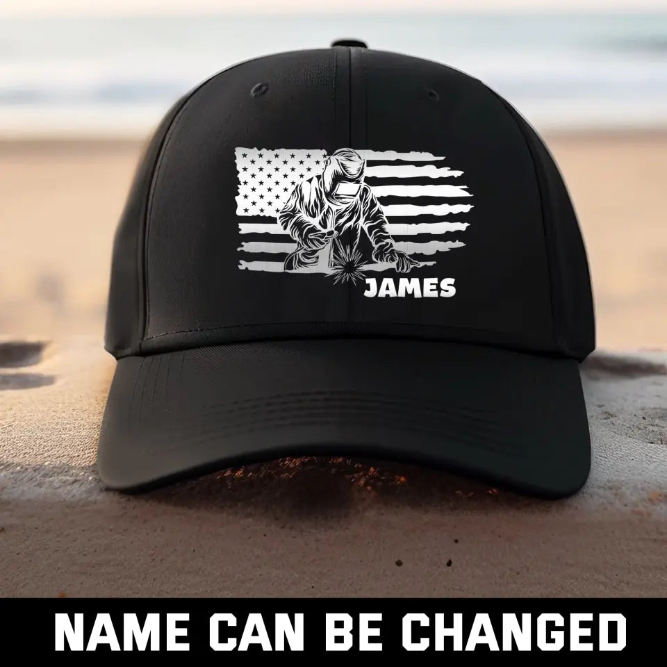 Personalized Welder US Flag Cap 2D Printed KVH23728
