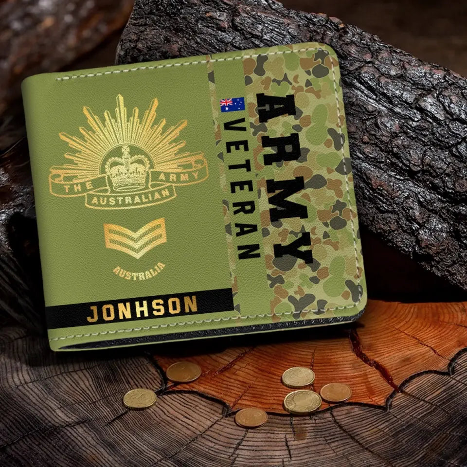 Personalized Australian Military Veteran Leather Wallet 3D Print QTKH719
