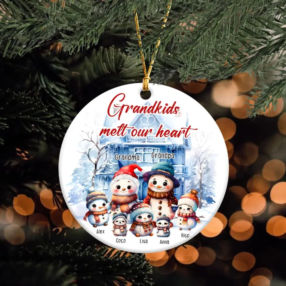 Personalized Grandkids Melt Our Hearts Nana Ceramic Ornament Printed HTHHN23731