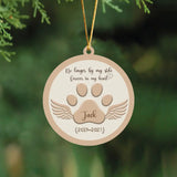 Personalized No Longer By My Side Forever In My Heart Paw Wings Custom Pet Name Wooden Ornament 3 Layer Printed QTHN23729