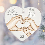 Personalized 1st Christmas As A Family Heart Ceramic Ornament Printed HTHVQ23743