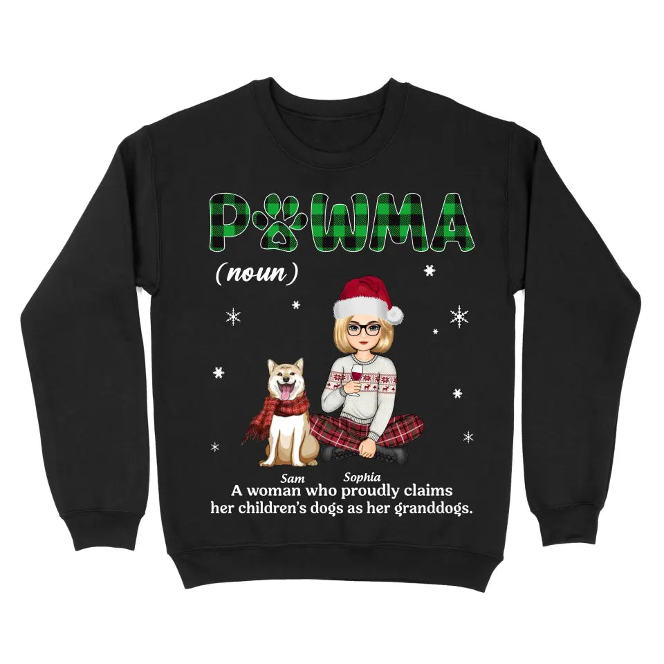 Personalized Pawma A Woman Who Proudly Claims Her Children's Dogs As Her Granddogs Girl Xmas Sweatshirt Printed PTN23741