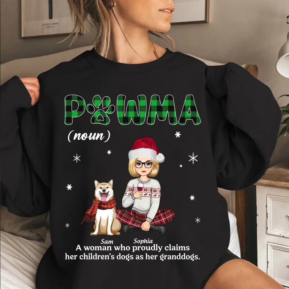 Personalized Pawma A Woman Who Proudly Claims Her Children's Dogs As Her Granddogs Girl Xmas Sweatshirt Printed PTN23741