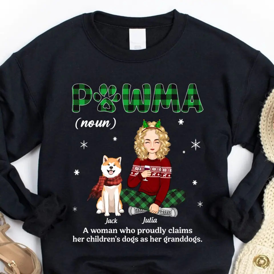 Personalized Pawma A Woman Who Proudly Claims Her Children's Dogs As Her Granddogs Girl Xmas Sweatshirt Printed PTN23741