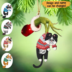 Personalized Hand Holding Cat Xmas Gift Acrylic Ornament Printed PTN23750