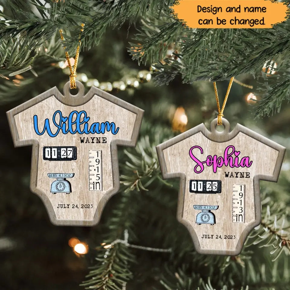 Personalized Baby First Christmas Wooden Ornament 2 Layer Printed HTHHN23754