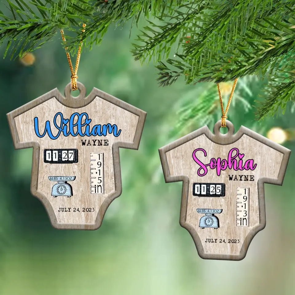 Personalized Baby First Christmas Wooden Ornament 2 Layer Printed HTHHN23754