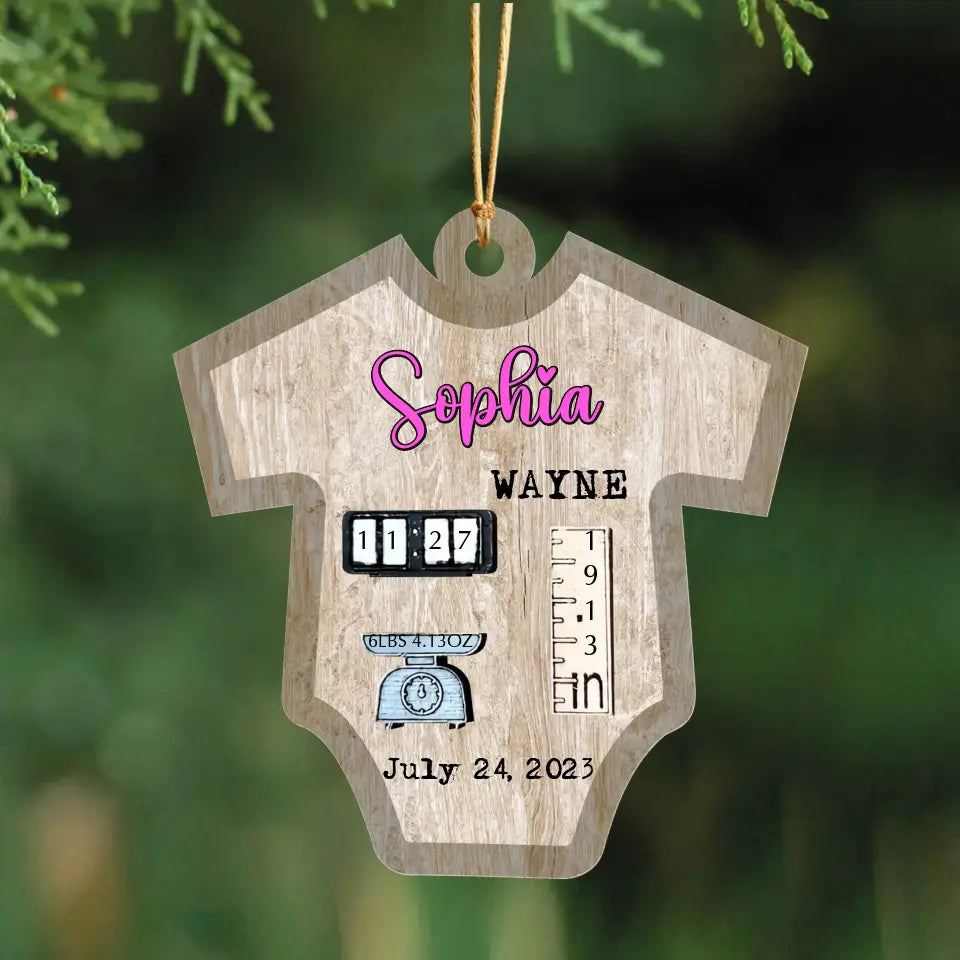 Personalized Baby First Christmas Wooden Ornament 2 Layer Printed HTHHN23754