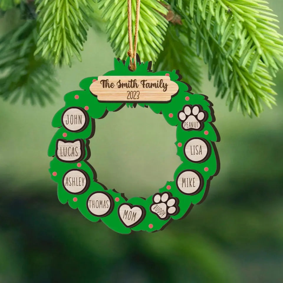 Personalized Family Christmas Wooden Ornament 2 Layer Printed HTHVQ23755