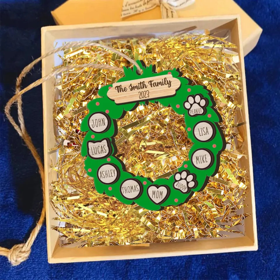 Personalized Family Christmas Wooden Ornament 2 Layer Printed HTHVQ23755