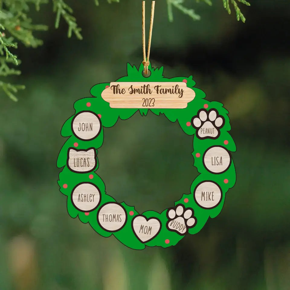 Personalized Family Christmas Wooden Ornament 2 Layer Printed HTHVQ23755