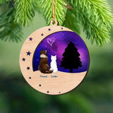 Personalized Dog Lovers Crescent Moon Night Sky  Wooden Ornament 2 Layer Printed VQ23749