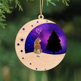 Personalized Dog Lovers Crescent Moon Night Sky  Wooden Ornament 2 Layer Printed VQ23749