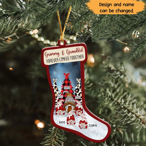 Personalized Grammy & Grandkid Forever Linked Together Our Family Wooden Ornament Printed NTMTHN23766
