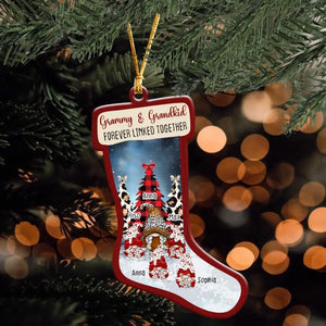 Personalized Grammy & Grandkid Forever Linked Together Our Family Wooden Ornament Printed NTMTHN23766
