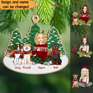 Personalized Dog Mom Custom Name Wooden Ornament Printed LDMVQ23774