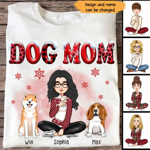 Personalized Dog Mom Christmas T-shirt Printed LDMHN23773