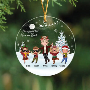 Personalized Auntie I Love You To The Moon And Back Kid Names Ceramic or Acrylic Ornament Printed PTN23772