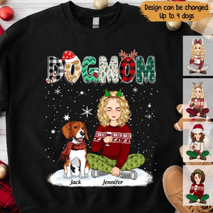 Personalized Dog Mom Dog Lovers Girl Xmas Sweatshirt Printed PTN23775