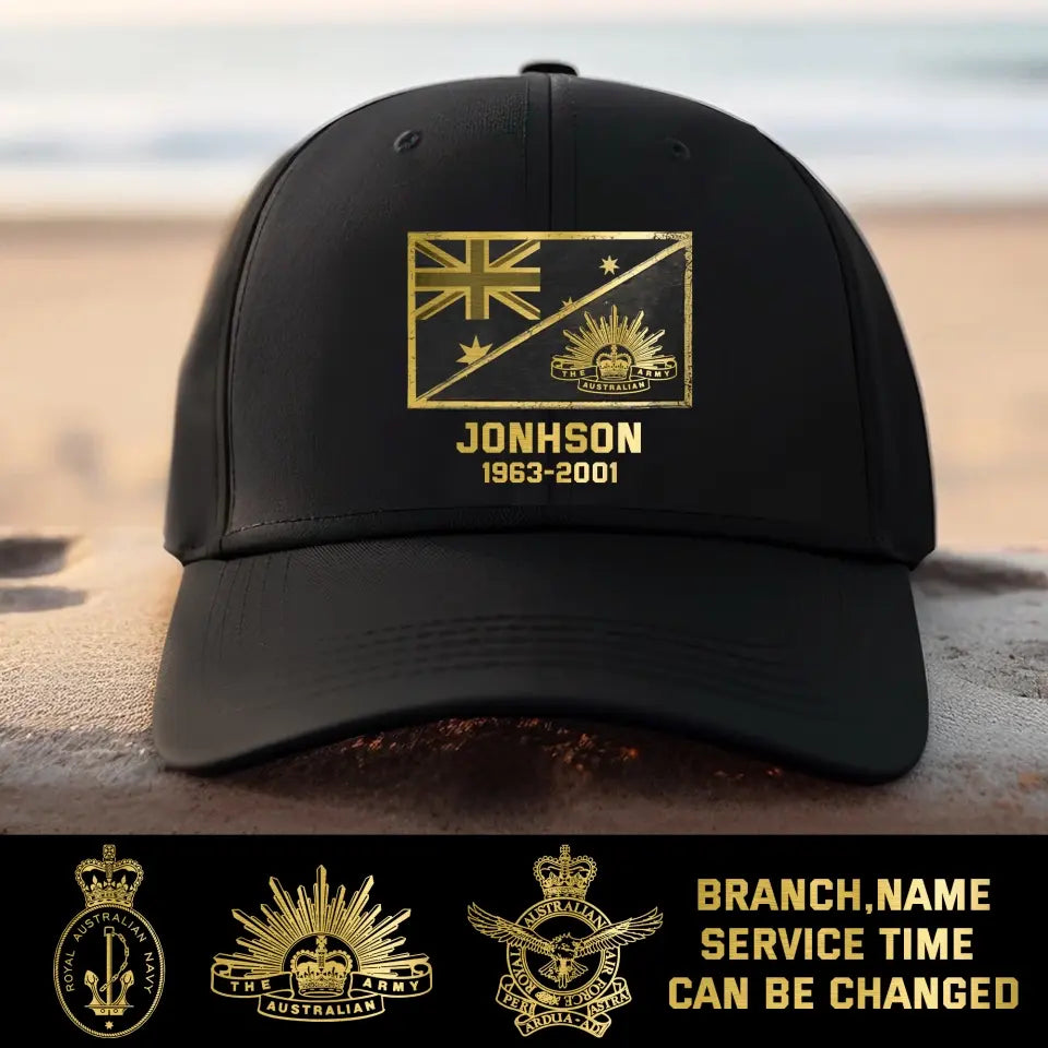 Personalized Australian Defense Force Custom Name And Served Times Black Cap QTKH781