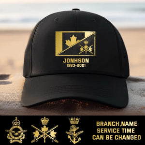 Personalized Canadian Defense Force Custom Name And Served Times Black Cap QTKH781