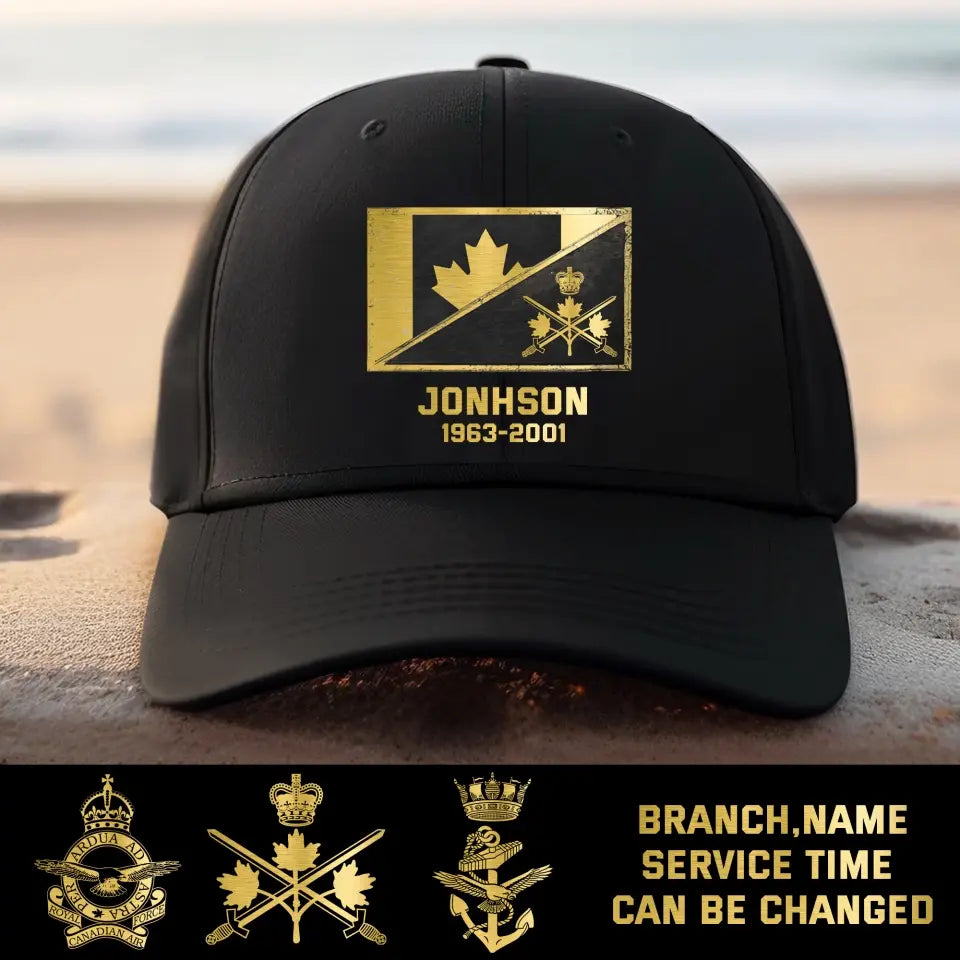 Personalized Canadian Defense Force Custom Name And Served Times Black Cap QTKH781