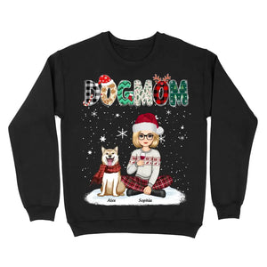 Personalized Dog Mom Dog Lovers Girl Xmas Sweatshirt Printed PTN23775