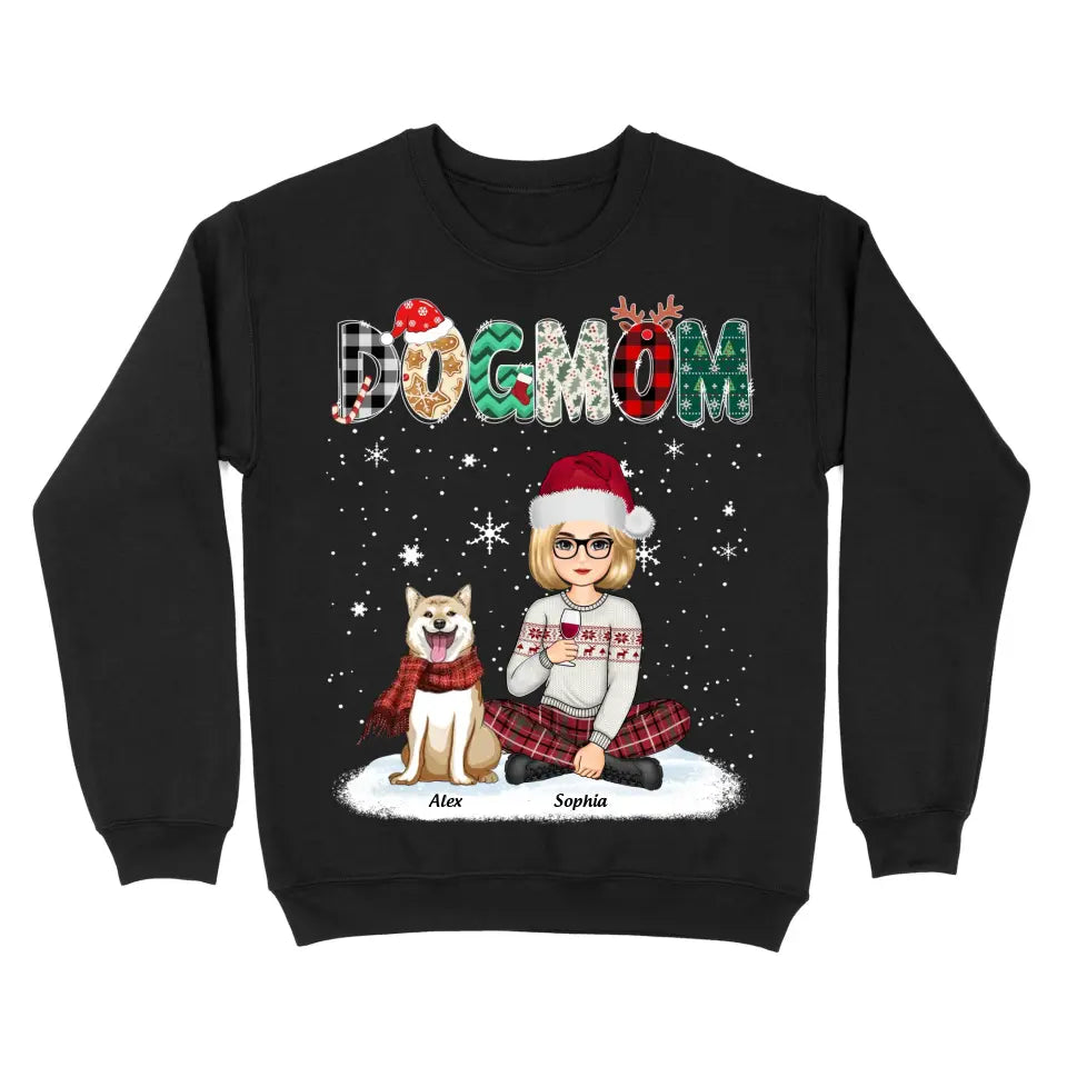 Personalized Dog Mom Dog Lovers Girl Xmas Sweatshirt Printed PTN23775