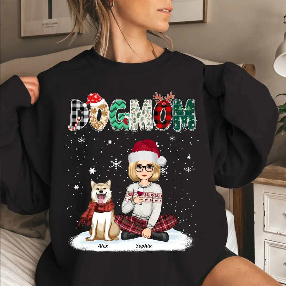 Personalized Dog Mom Dog Lovers Girl Xmas Sweatshirt Printed PTN23775