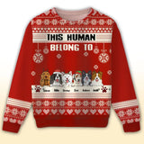 Personalized This Human Belong To Dog Xmas Ugly Sweater Printed HTHHN23783