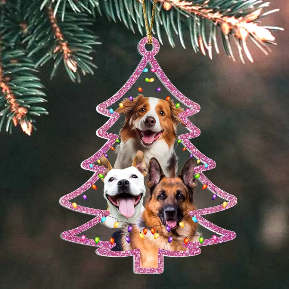 Personalized Upload Your Dog Photo Christmas Tree Acrylic Ornament Printed QTPTN23779