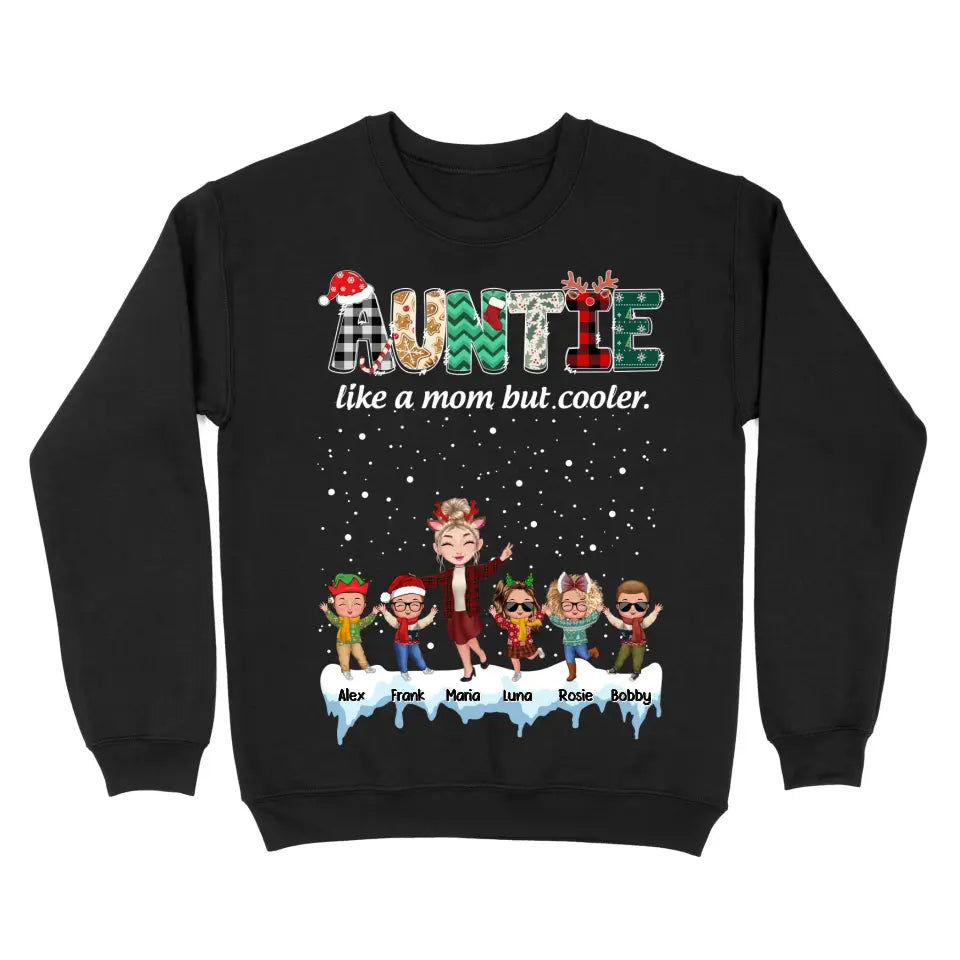 Personalized Auntie Like A Mom But Cooler Kid Names Sweatshirt Or Hoodie 2D Printed PTN23787