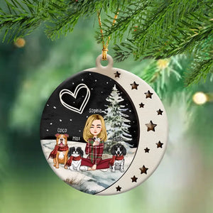 Personalized Dog Mom Dog Lovers Xmas Gift Wooden Ornament 2 Layer Printed QTHN23780