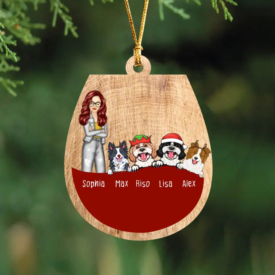Personalized Dog Wine Wooden Ornament Printed NTMTHN23795