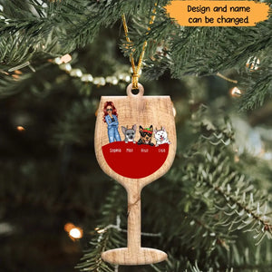 Personalized Dog Wine Wooden Ornament Printed NTMTHN23795
